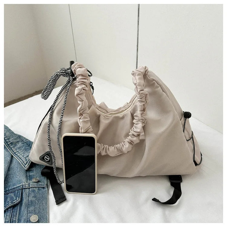 Women’s Ruched Gym Bag – Shoe Pocket, Wet Compartment & Yoga Mat Strap