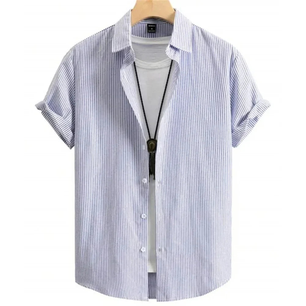 Hawaiian Shirts for Men Black Print High-Quality Men's Clothing Loose Oversized Shirts and Blooms Summer Casual Short Sleeve - The Dock Drop