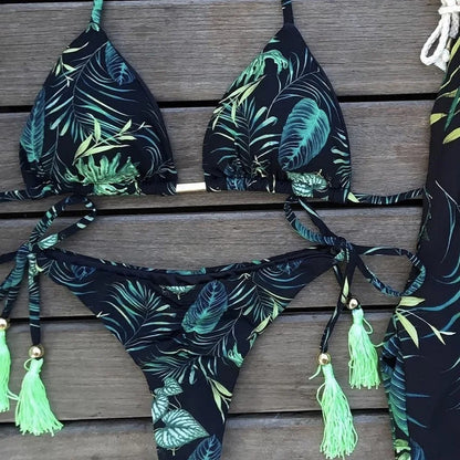 Women's Print Triangle Bikini Set – Tie Side Swimwear