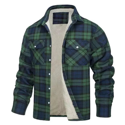 Men’s Fleece-Lined Plaid Jacket – Casual Flannel Work Coat (S–5XL)