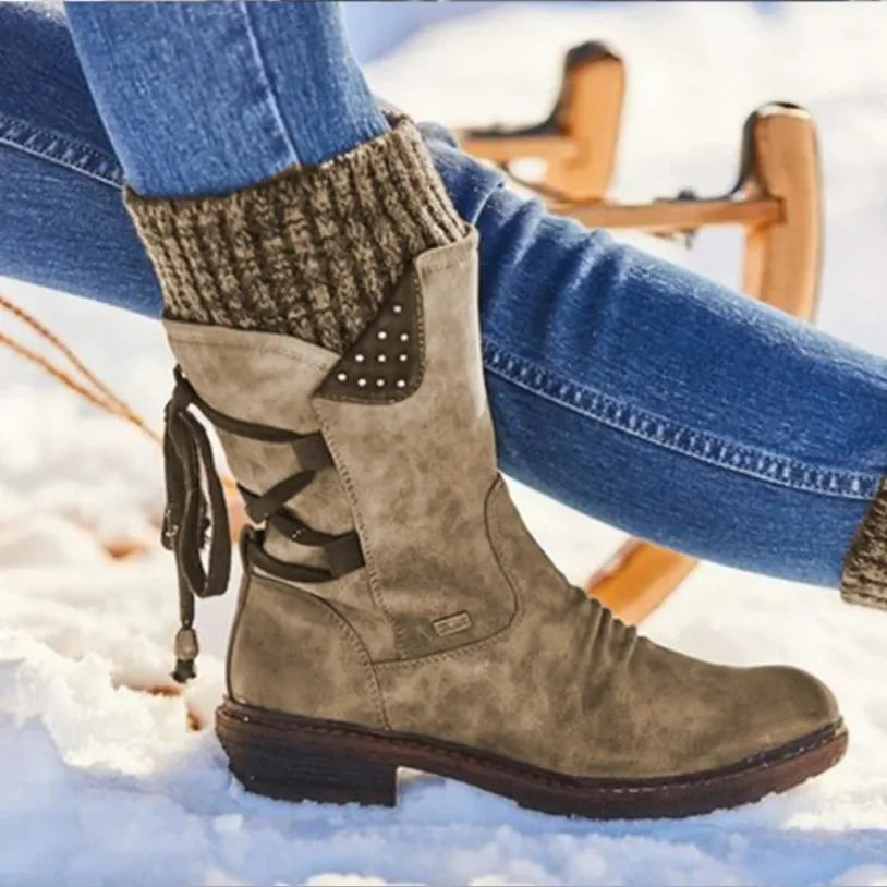 Women’s Winter Mid-Calf Suede Boots | Warm, Stylish & Non-Slip