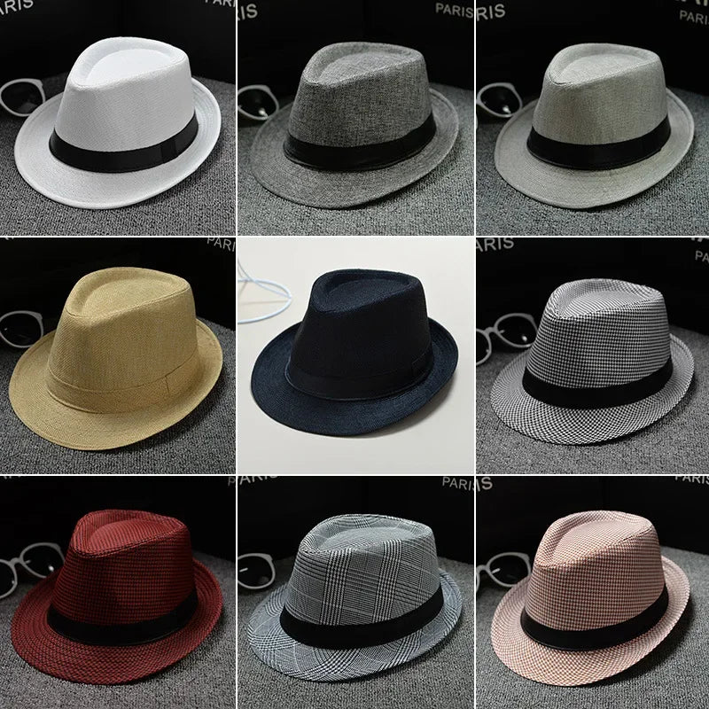 Collection of unisex cotton-linen fedoras — assorted colors