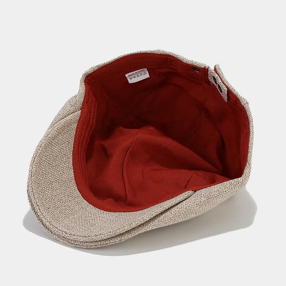 Men’s Adjustable Linen Flat Cap – Textured Casual Style