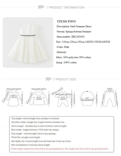 Girls White Pleated Party Dress – Sleeveless A-Line Dress