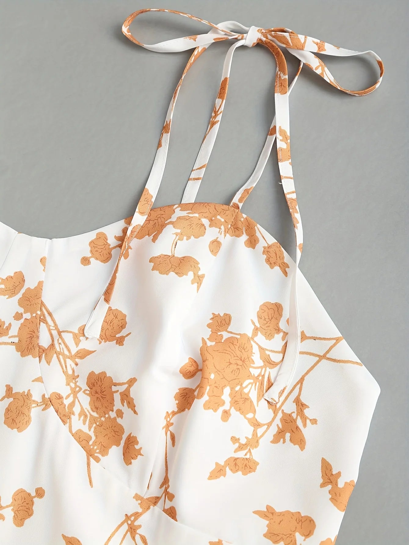 Women’s Floral A-Line Bow-Tie Dress – Sweetheart Neck, Adjustable Straps