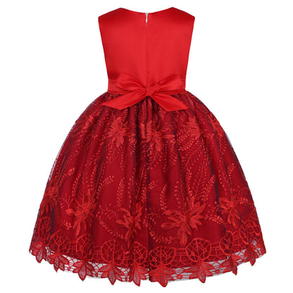 Girls' Lace Formal Dress – Elegant Sleeveless Ball Gown