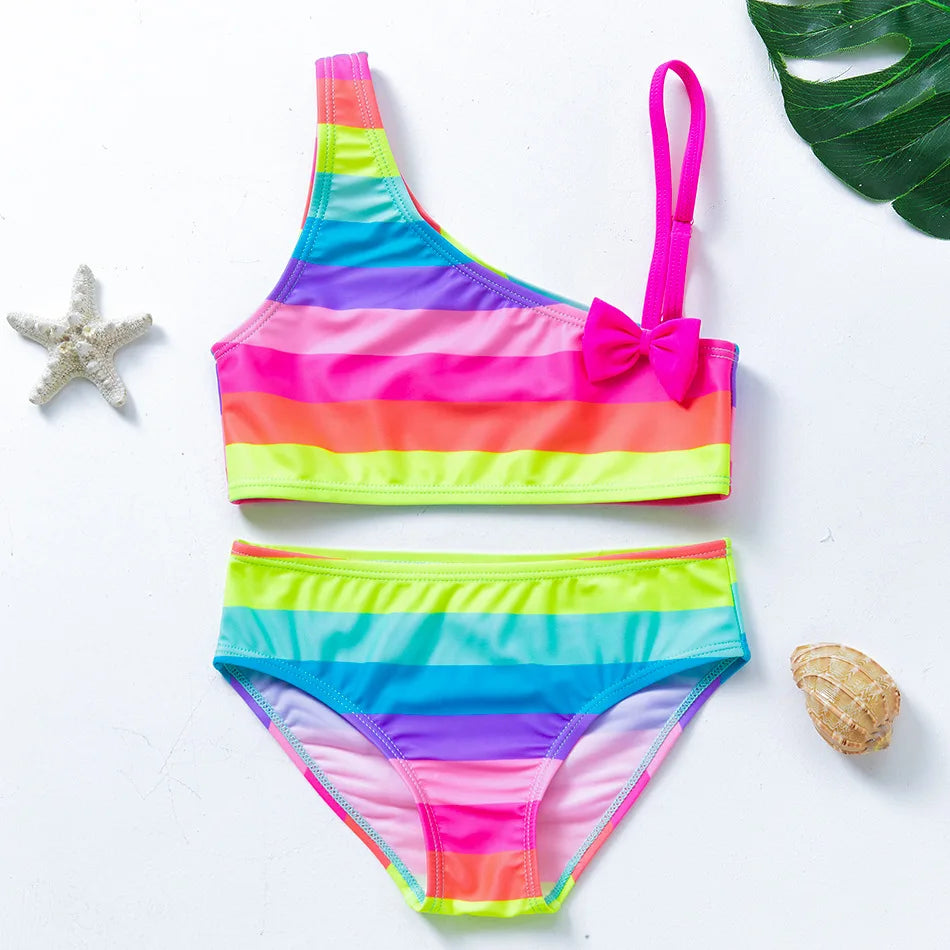 UV Baby Girl Swimsuit Two Piece Swimming Jumpsuit Ruffles Bathing Suit Summer Sleeveless Kids Swimwear for Girls 3-10 Years
