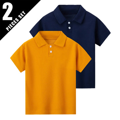 Kids’ Solid Color Short Sleeve Polo Shirt