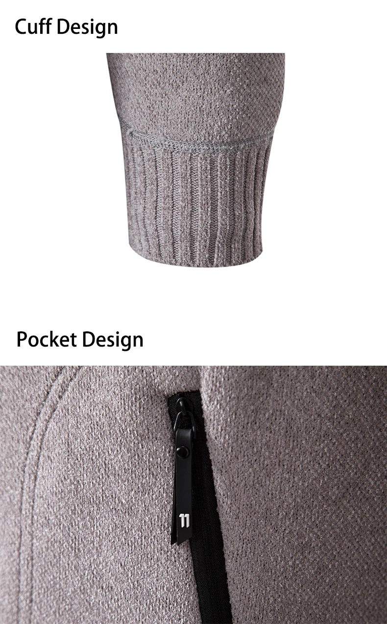 Men’s Stand-Collar Zip Knit Cardigan – Thick, Warm, Everyday Layer