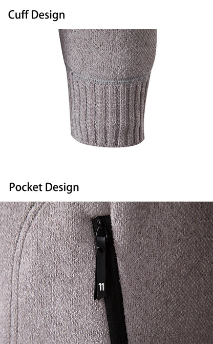 Men’s Stand-Collar Zip Knit Cardigan – Thick, Warm, Everyday Layer