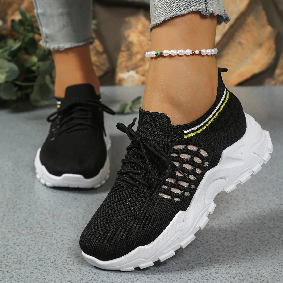 Women's peek-a-boo mesh Leopard print sneakers