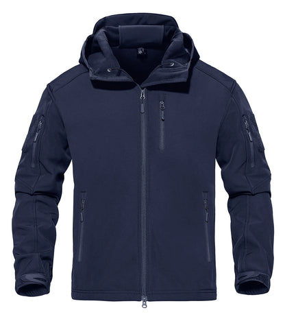 Men’s Waterproof Softshell Fleece Jacket – Hooded, Multi-Pocket, Outdoor Ready