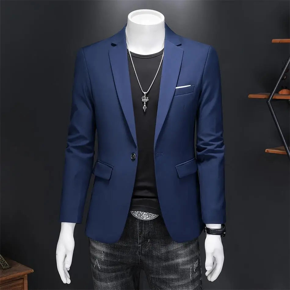 Men’s & Teens Solid Color Single-Button Blazer – Formal & Semi-Formal