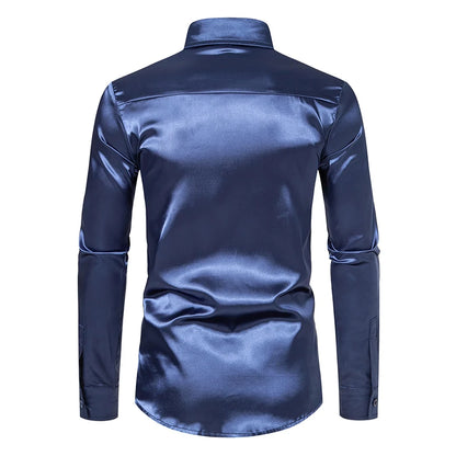 Men’s Satin Dress Shirt – Long Sleeve Formal Button Down