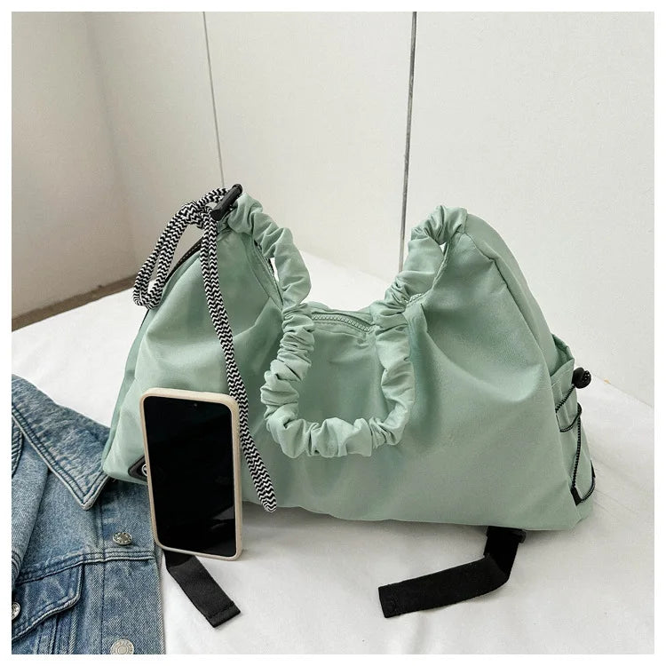Women’s Ruched Gym Bag – Shoe Pocket, Wet Compartment & Yoga Mat Strap
