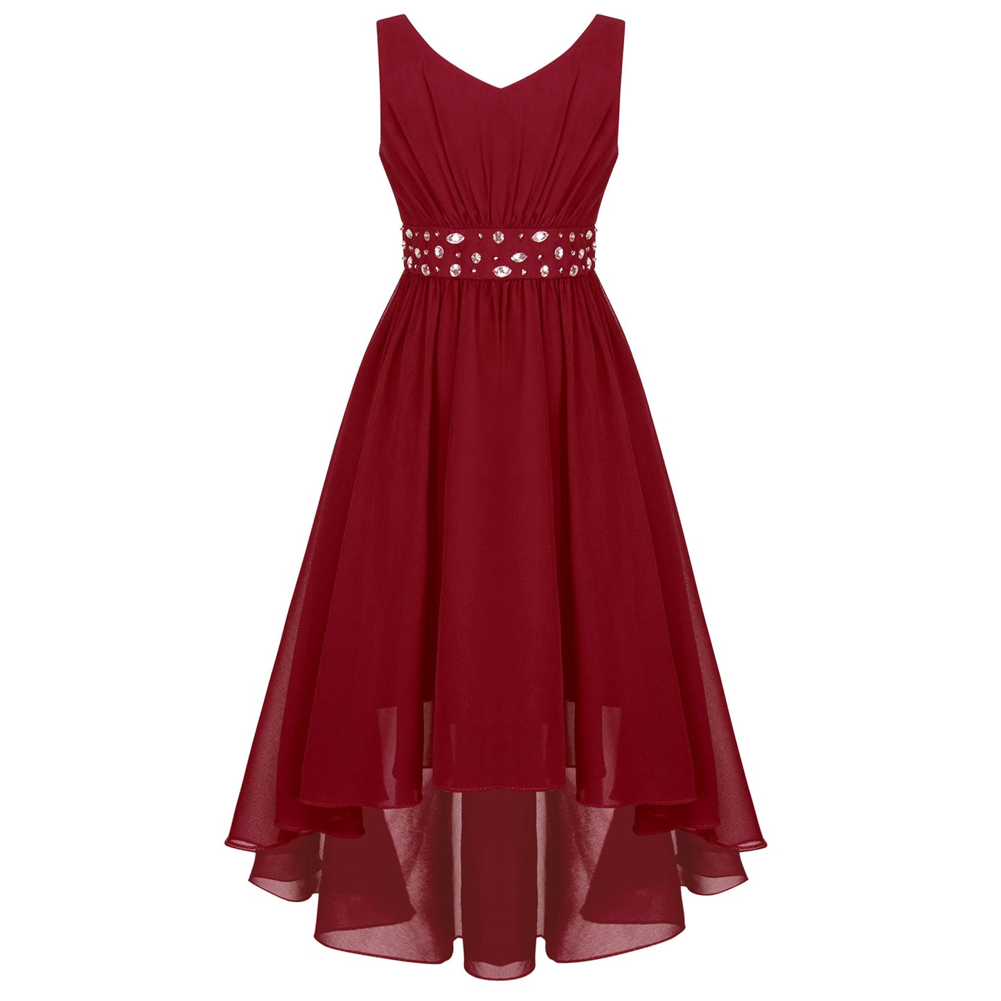 Girls’ Beaded Hi-Low Chiffon Dress – Flower Girl & Party