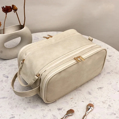 Large Travel Makeup Organizer Bag – Double Zipper Storage