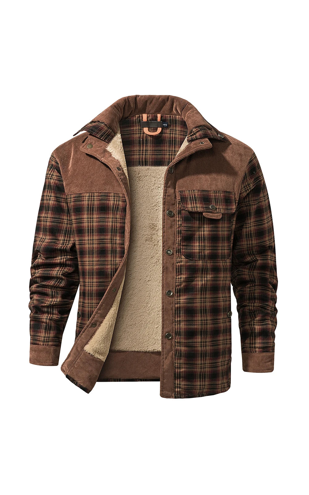 Men's Jackets Winter Windproof Warm Casual Bomber Coat Plaid Sherpa Lined Flannel Outdoor Classic Jacket Men US Size