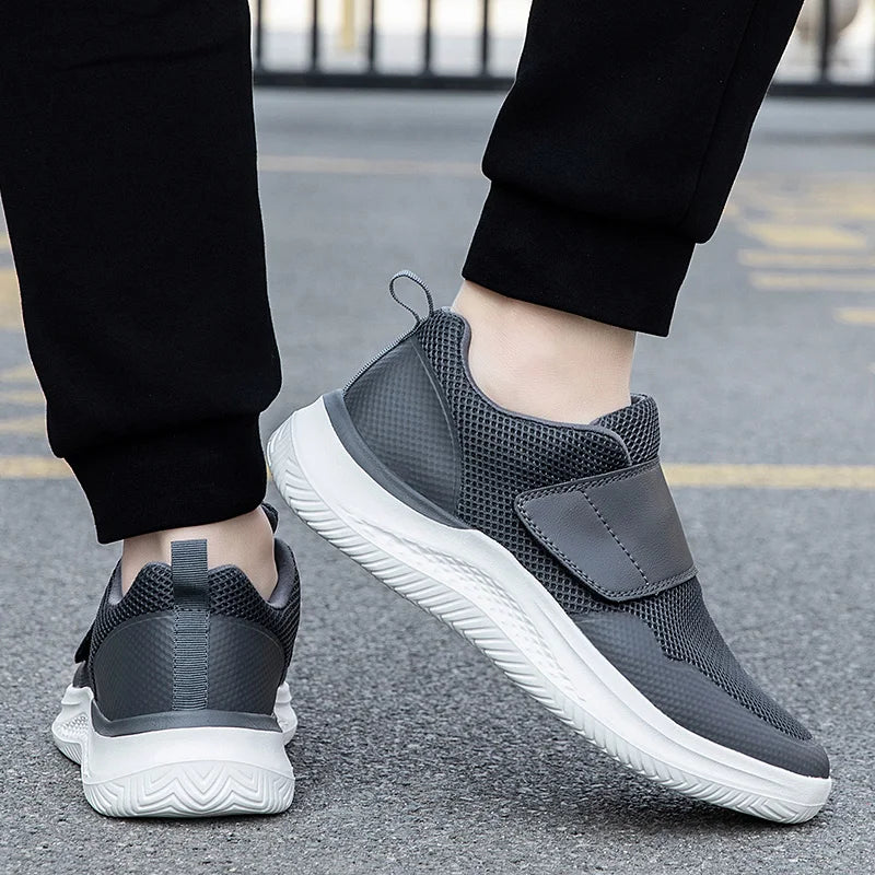 Men’s Wide Fit Walking Shoes – Adjustable Comfort Sneakers – Blue – 40