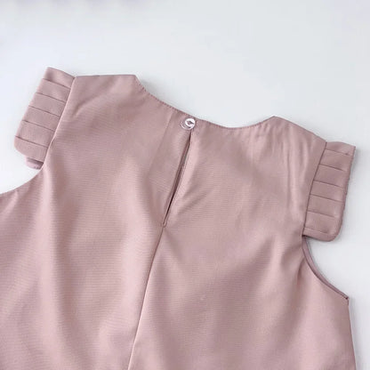 Girls’ 3D Flower A-Line Dress – Sleeveless, Knee Length