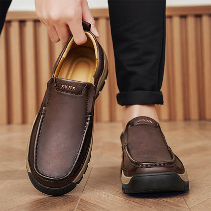 Men’s Hand-Stitched Casual Loafers – Microfiber Upper, Slip-On Comfort