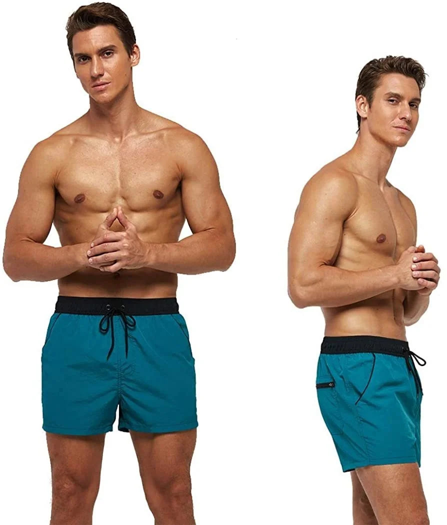 Men’s & Teens’ Quick-Dry Swim Shorts – Elastic Waist with Mesh Lining