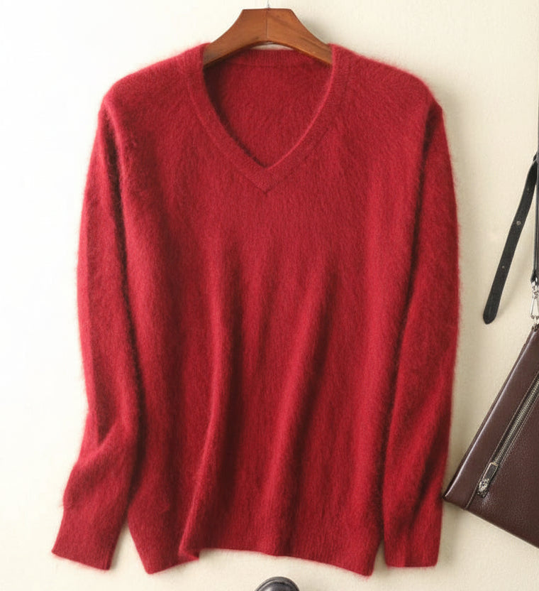 Men’s V-Neck Knit Pullover – Soft Touch, Smart Casual