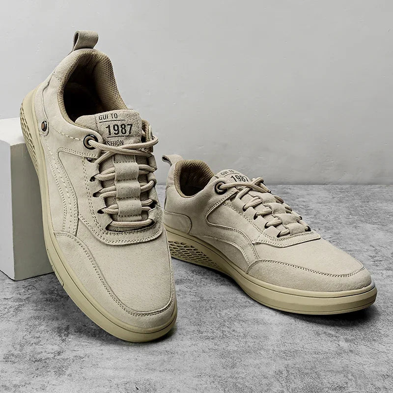 Men’s Genuine Leather Casual Shoes – Breathable Lace-Up