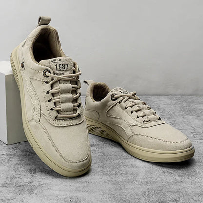 Men’s Genuine Leather Casual Shoes – Breathable Lace-Up