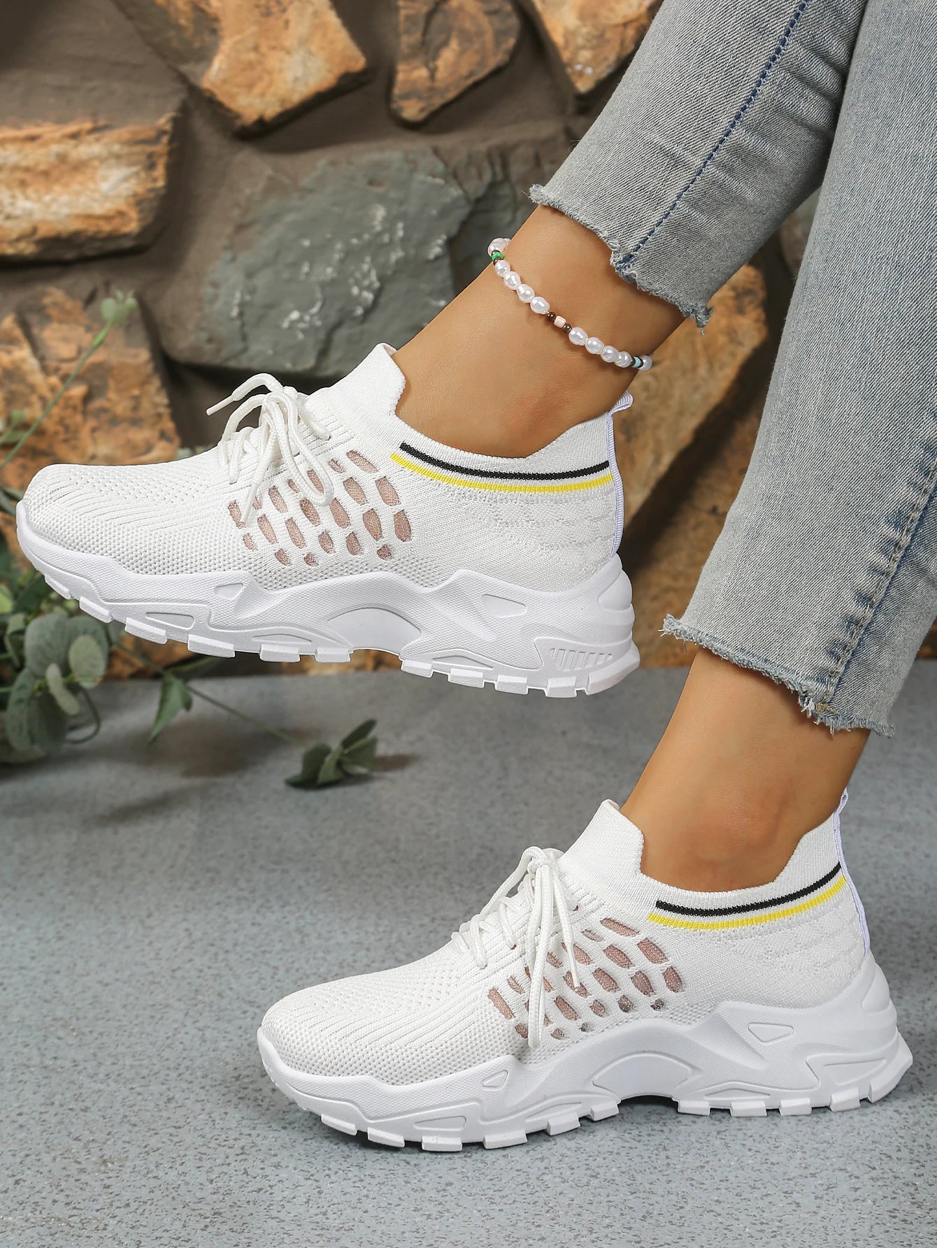 Women's peek-a-boo mesh Leopard print sneakers