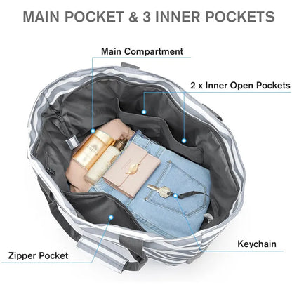 Large Waterproof Beach Tote Bag – Foldable Travel Storage