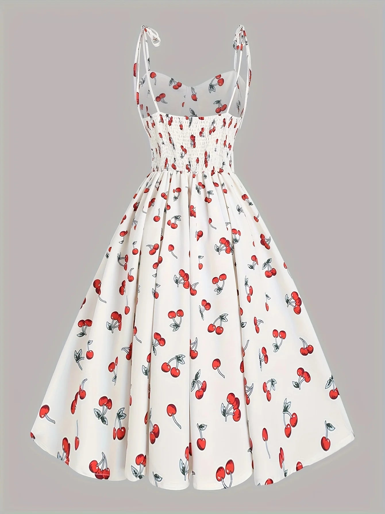 Women’s Floral A-Line Bow-Tie Dress – Sweetheart Neck, Adjustable Straps