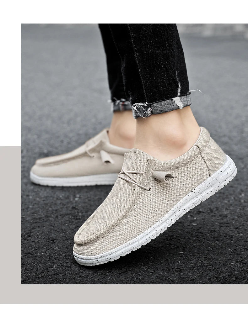 Men’s Canvas Slip – on Loafers – Lightweight Casual Shoes