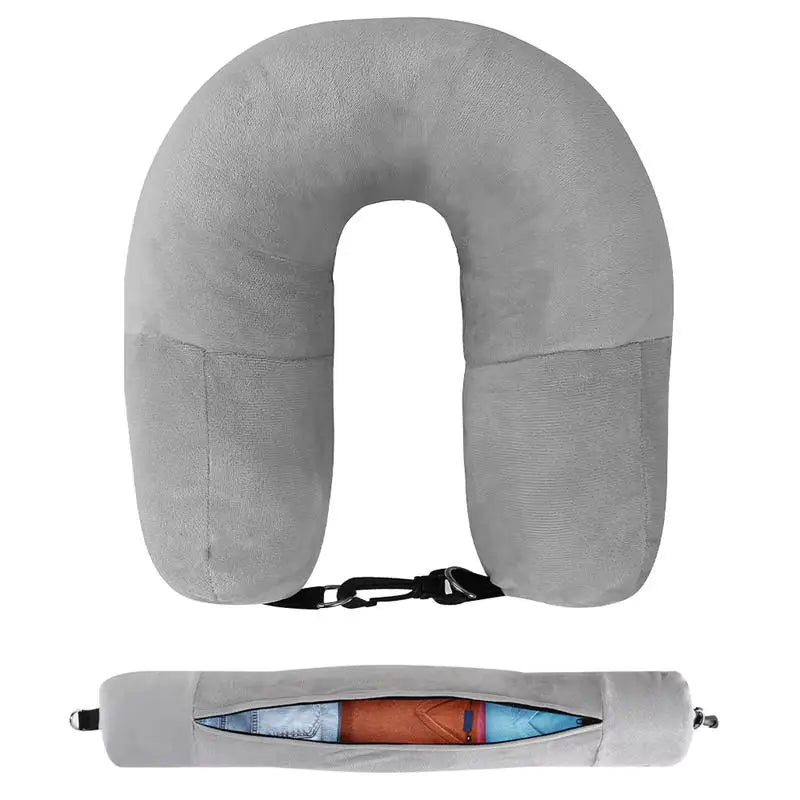 Fillable Travel Neck Pillow Organizer – Carry-On Clothes Stuff Sack, Adjustable Strap