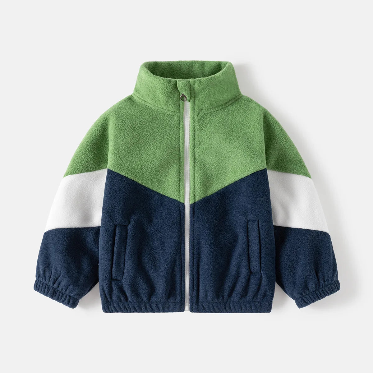 Kids’ Color block Fleece Zip Jacket – Soft Winter Layer