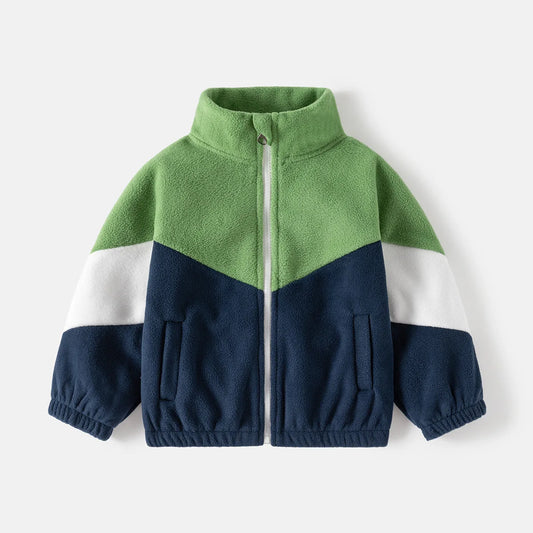 Kids’ Color block Fleece Zip Jacket – Soft Winter Layer