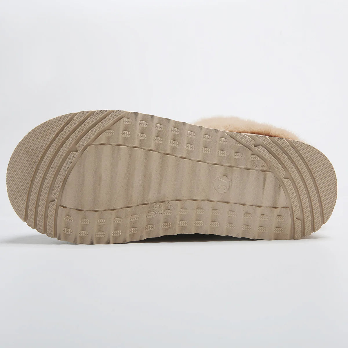 Women’s Faux Fur Slip – on Winter Boots – Warm Plush Mid – Heel Comfort – Khaki – 38