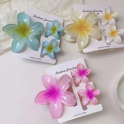 3-Piece Tropical Flower Hair Claw Clip Set