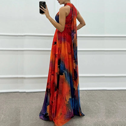 Vintage Boho Halter Maxi Dress