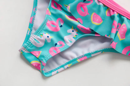 UV Baby Girl Swimsuit Two Piece Swimming Jumpsuit Ruffles Bathing Suit Summer Sleeveless Kids Swimwear for Girls 3-10 Years
