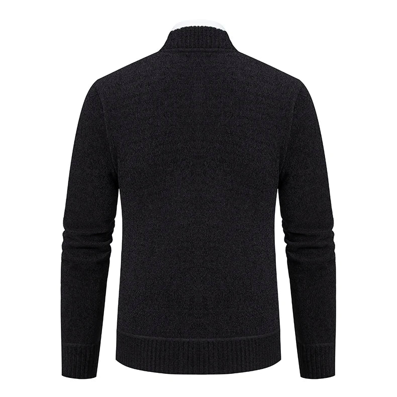 Men’s Stand-Collar Zip Knit Cardigan – Thick, Warm, Everyday Layer