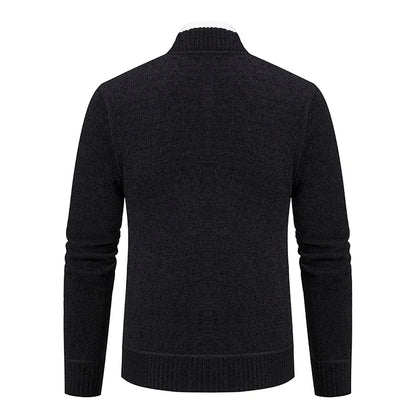 Men’s Stand-Collar Zip Knit Cardigan – Thick, Warm, Everyday Layer