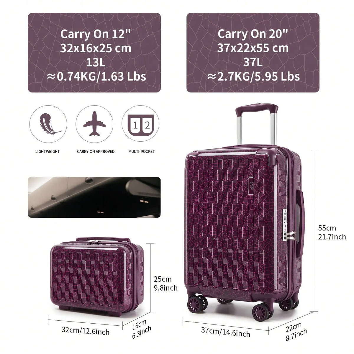 Ice-Crackle 4-Piece Hardshell Spinner Luggage Set