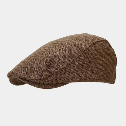 Men’s Adjustable Linen Flat Cap – Textured Casual Style