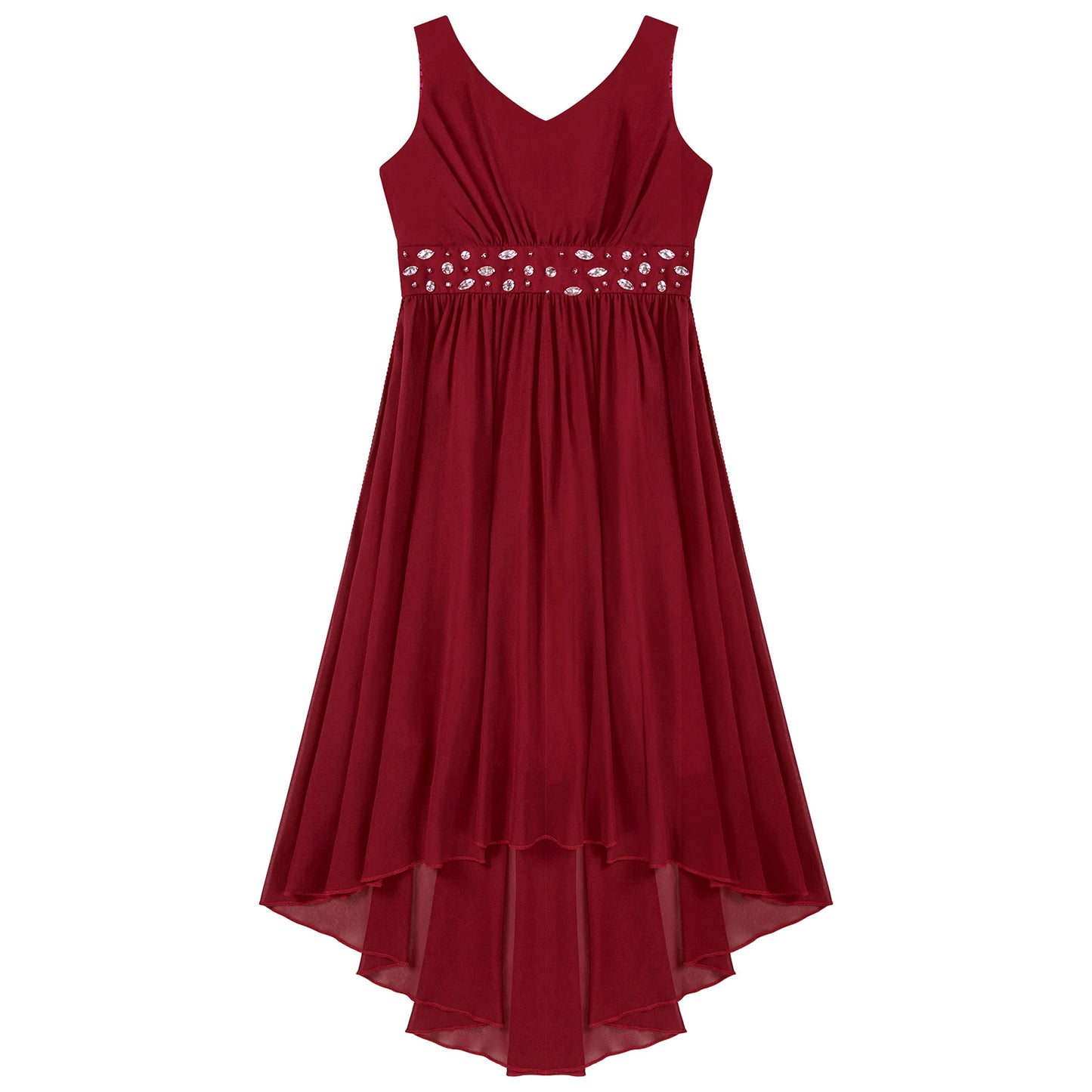Girls’ Beaded Hi-Low Chiffon Dress – Flower Girl & Party