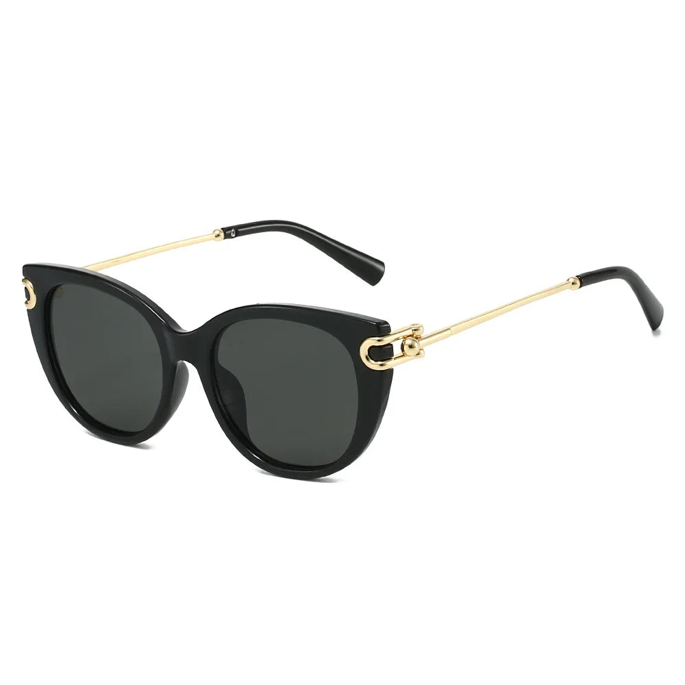 Two-Tone Square UV400 Sunglasses with Silver Accents