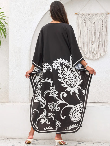 Women’s Flowing Caftan Cover-Up – Beach & Poolside Elegance