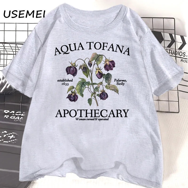 Women’s Apothecary Botanical Graphic Tee – Vintage Inspired Cotton Shirt