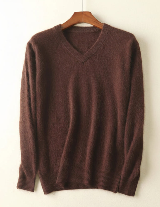 Men’s V-Neck Knit Pullover – Soft Touch, Smart Casual