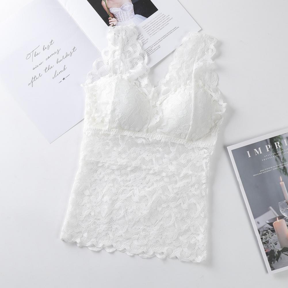 Women’s Lace V-Neck Tank Top – Soft Stretch Bralette Style